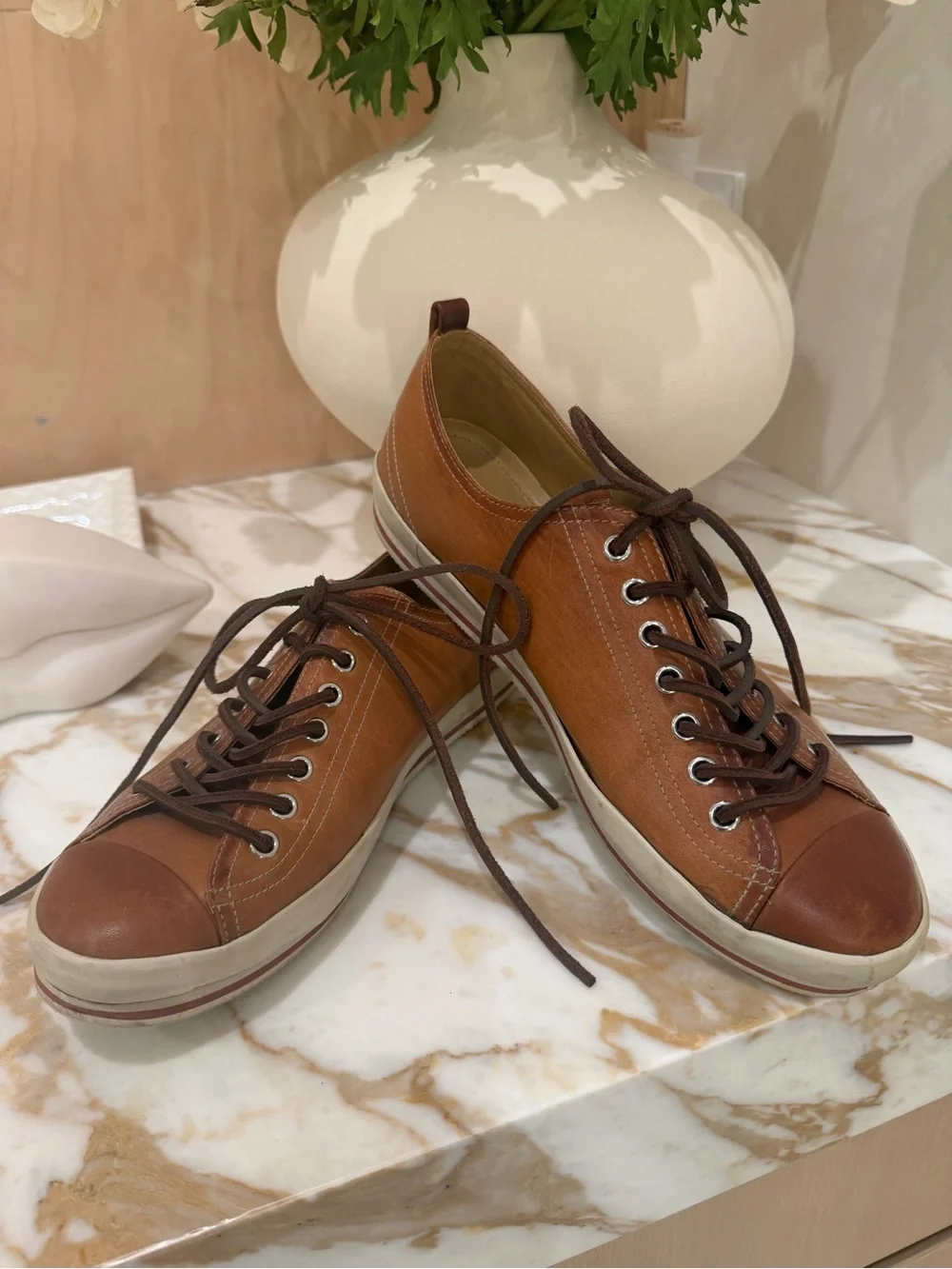 Prada Men's Casual Brown Leather Lace-Up Sneakers